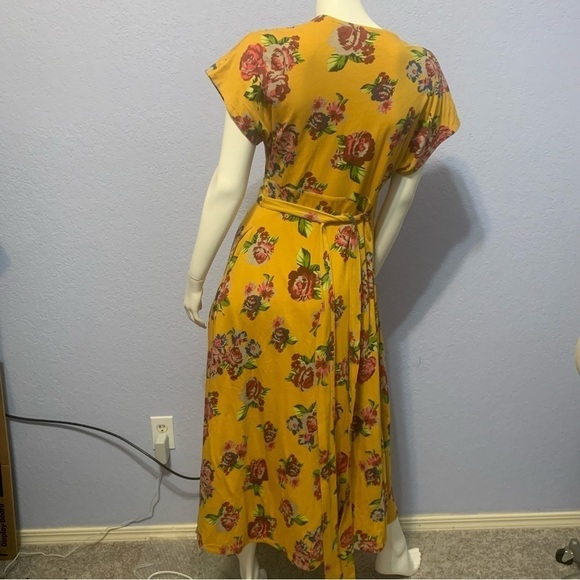 Matilda Jane Yellow Floral Alana Wrap Pockets Short Sleeves Maxi Dress - Picture 7 of 7